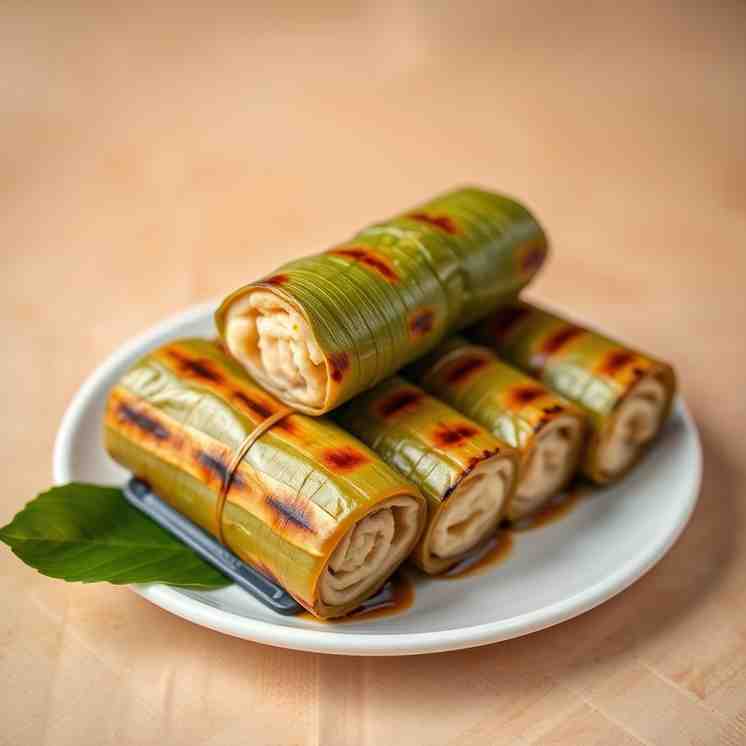Pulut Panggang - Grilled Rice Cakes Rolls